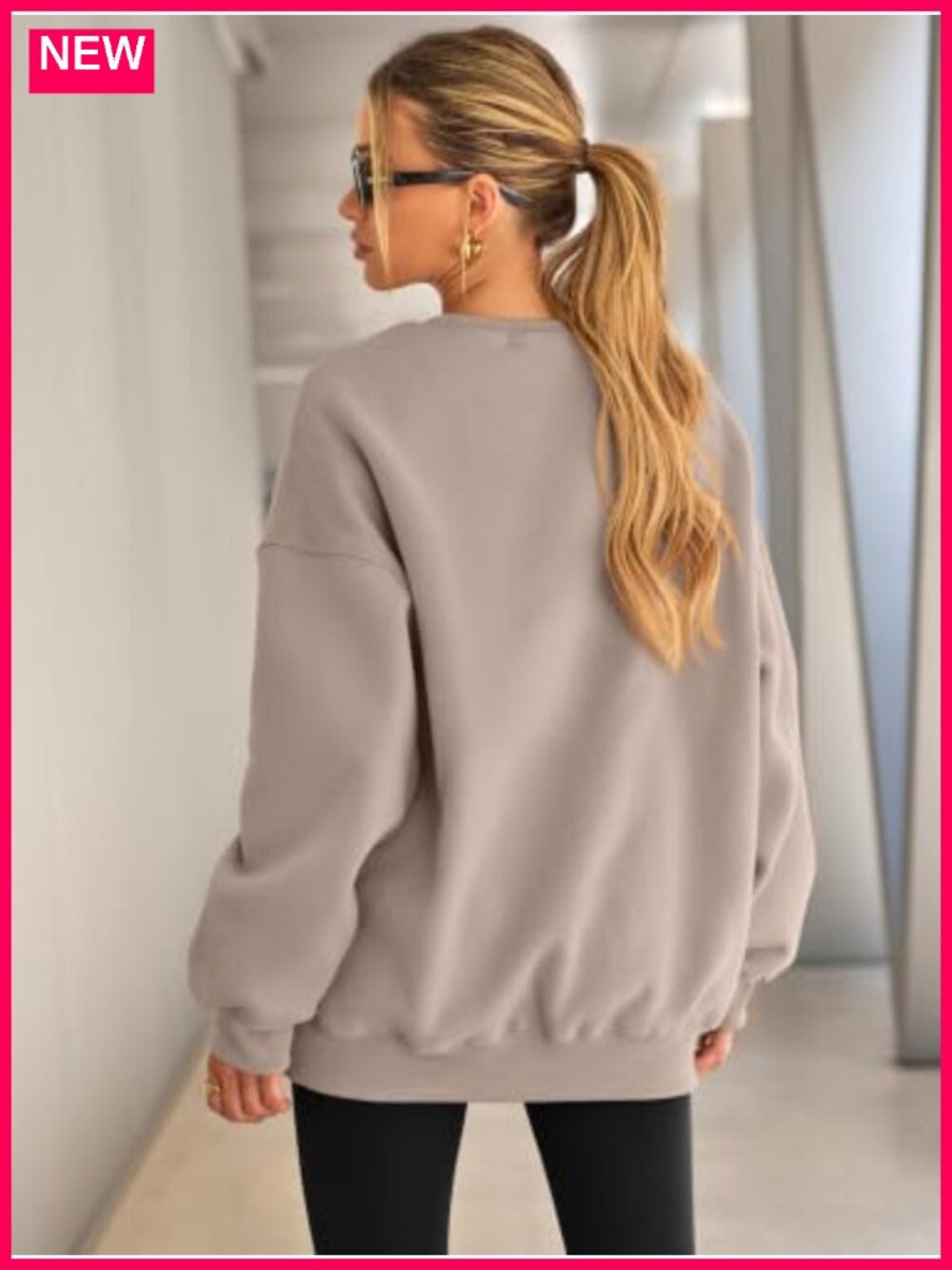 EFAN Womens Oversized Sweatshirt Crewneck Fleece Lined Pullover Top - Picture 3 of 5